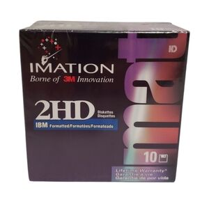 NOS 1998 Imation IBM 2HD Diskettes 1.44MB 10 Pack Sealed